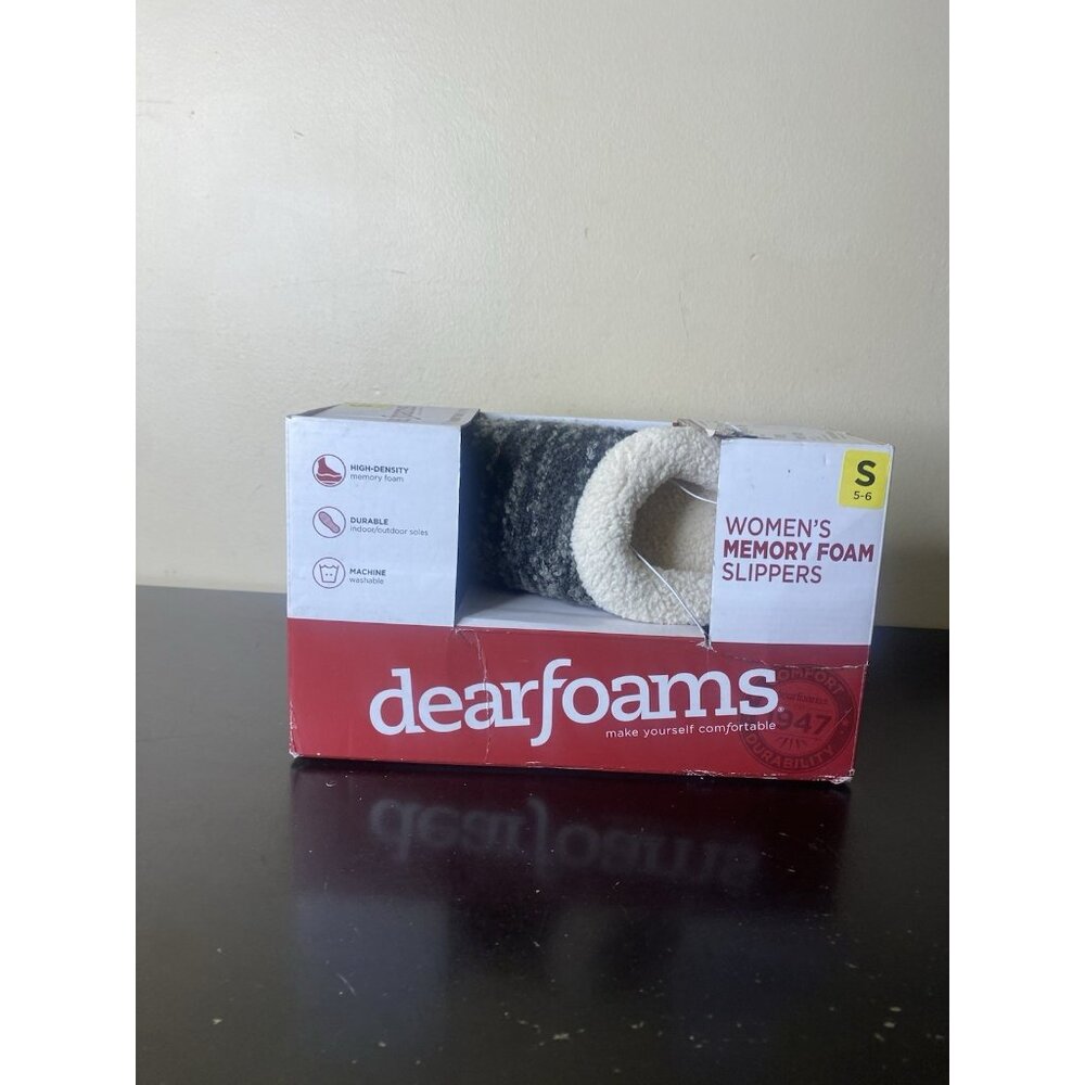 Dearfoams Womens Memory Foam Slippers Shoes Size 5-6 New